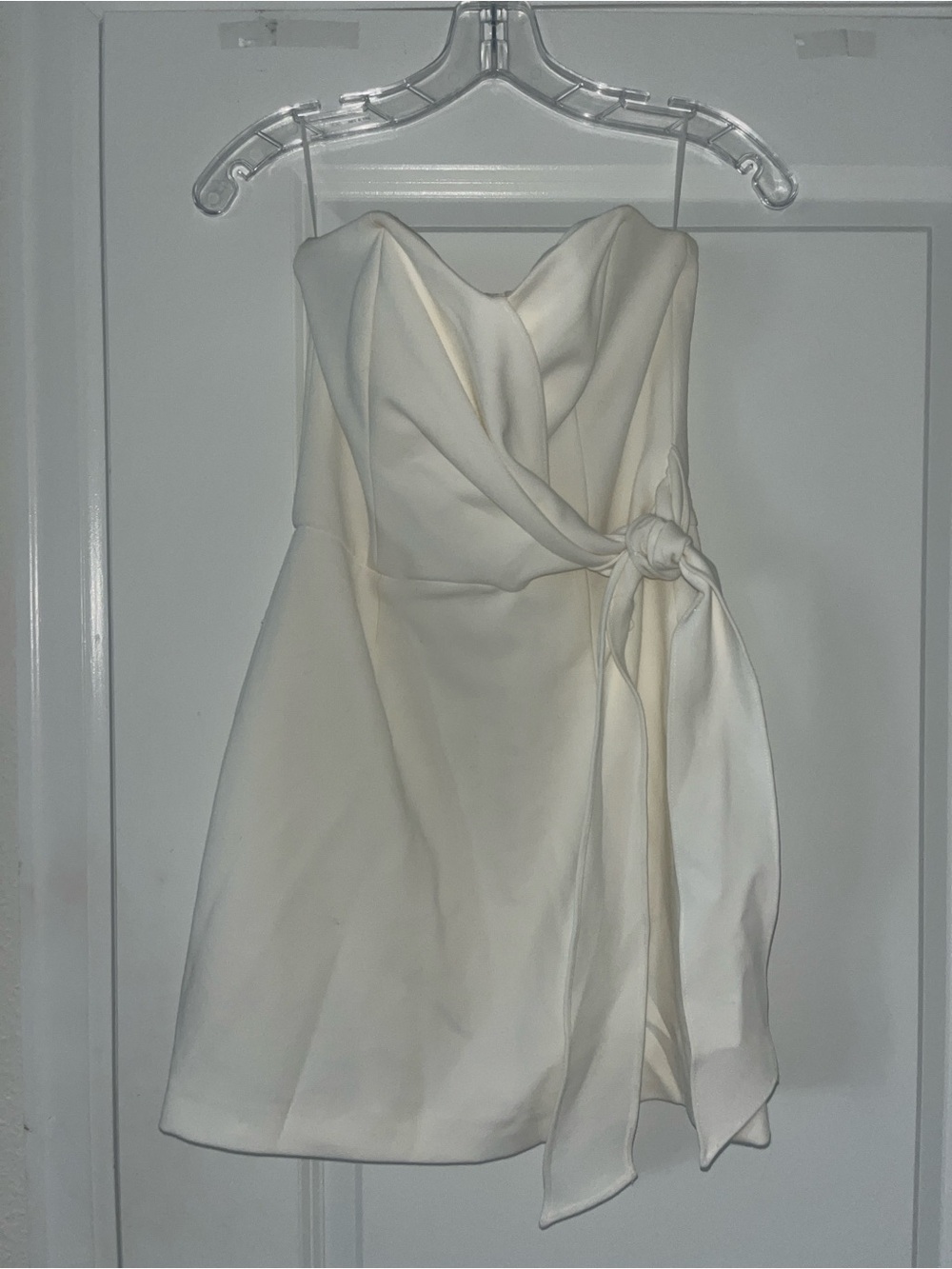 French Connection Cream Strapless Twist-Knot Mini Dress